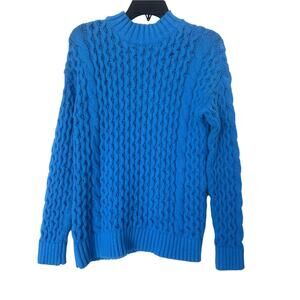 Ann Taylor Cerulean Blue Honeycomb Cable Knit Sweater Size S